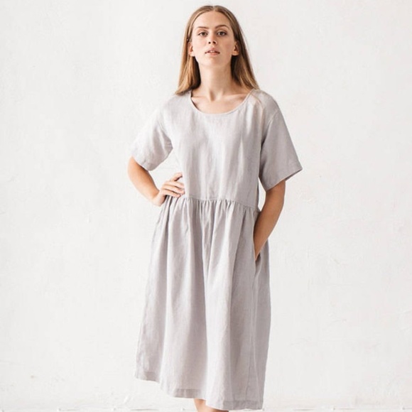 gray linen dress